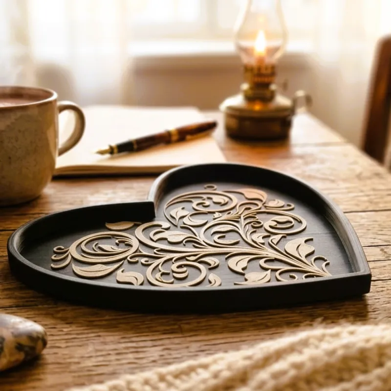 Heart Catchall Tray Digital File, Vintage Floral Pattern
