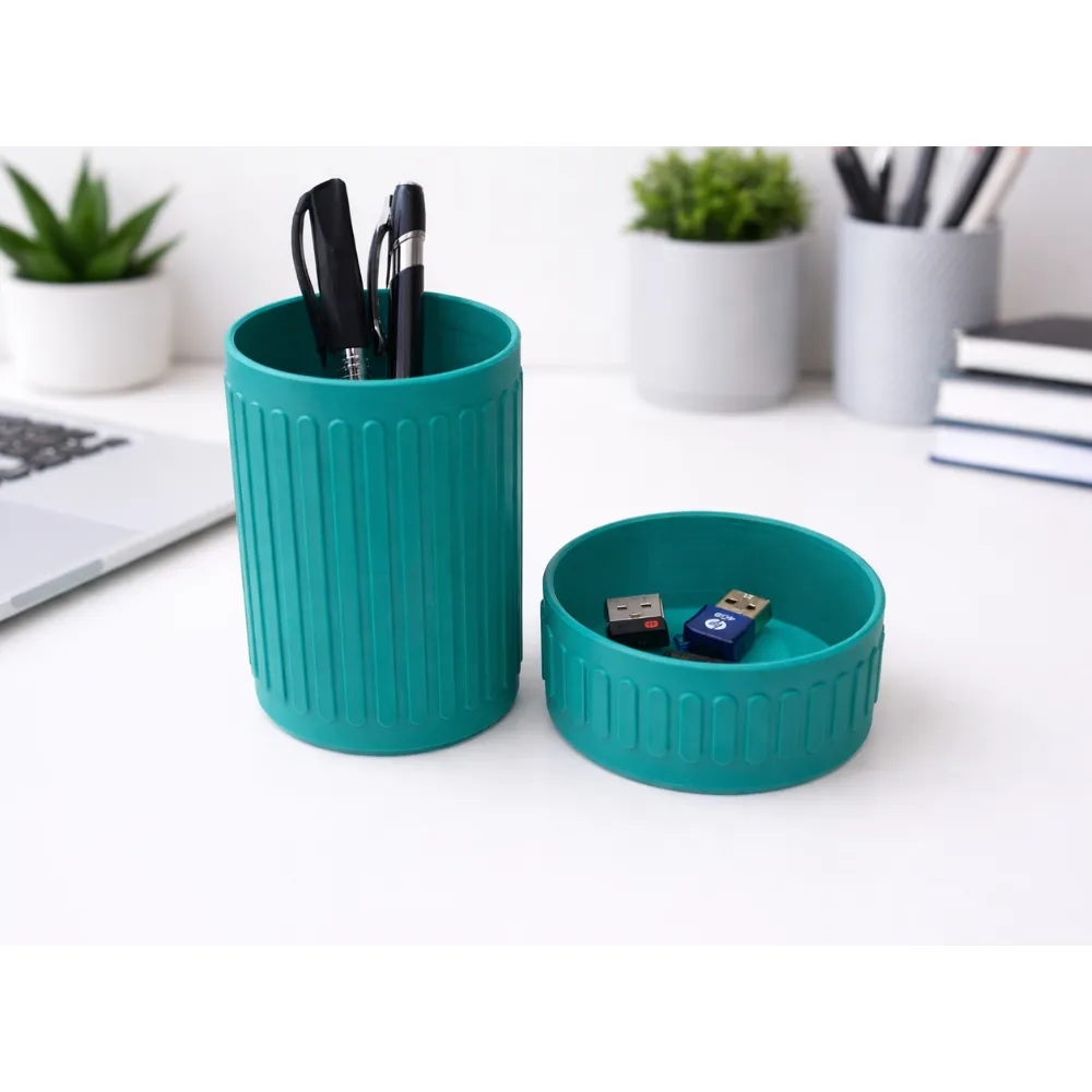 Desk-Organiser-Set-Embossed-Ribbed-Pattern_Sea_Green